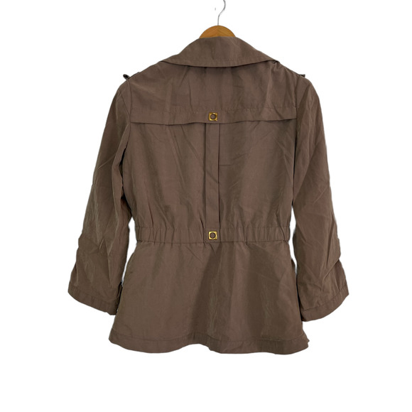 Yoana Baraschi Trench Coat Chocolate Drawstring‎ Waist Pockets Lined Size 6 - Picture 2 of 11